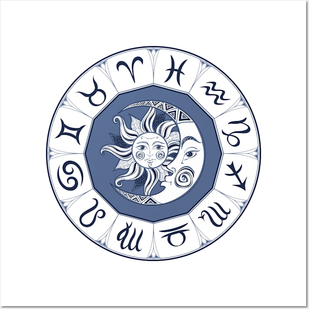 Zodiac Sun Moon Astrology Horoscope Wall Art by Mako Design 